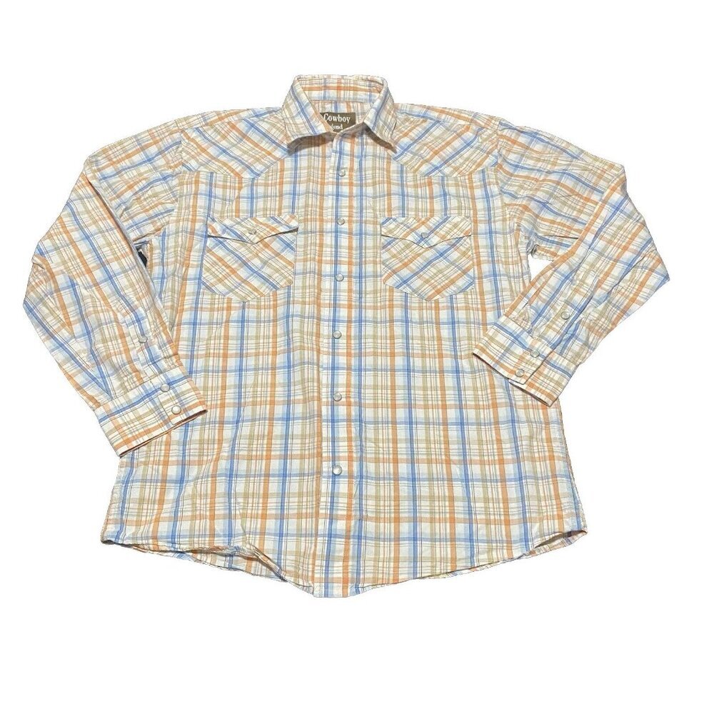 Cowboy Legend Shirt‎ Mens Large Diamond Pearl Snap Western Rodeo Stripe